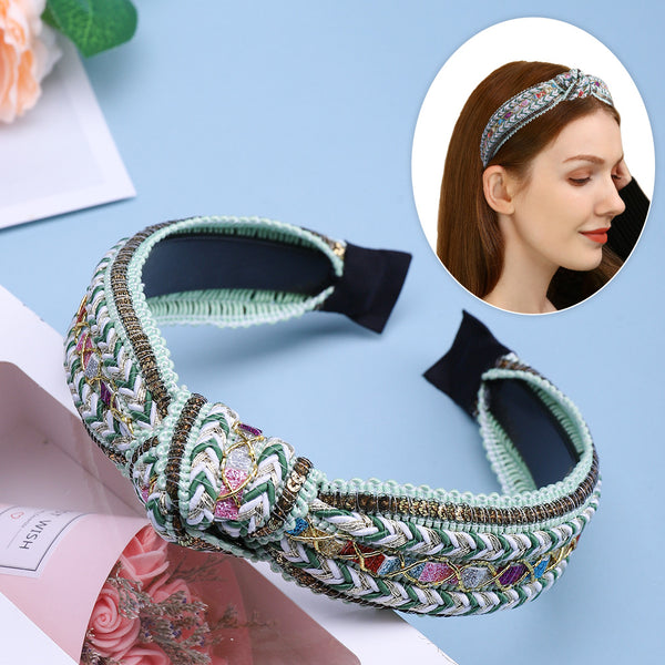 Diadema Bohemia Tejida con Nudos de Tela