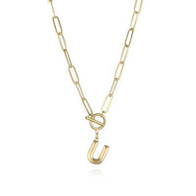 Collar de Letra Chapado en Oro Real Estilo Hip Hop - Image 3