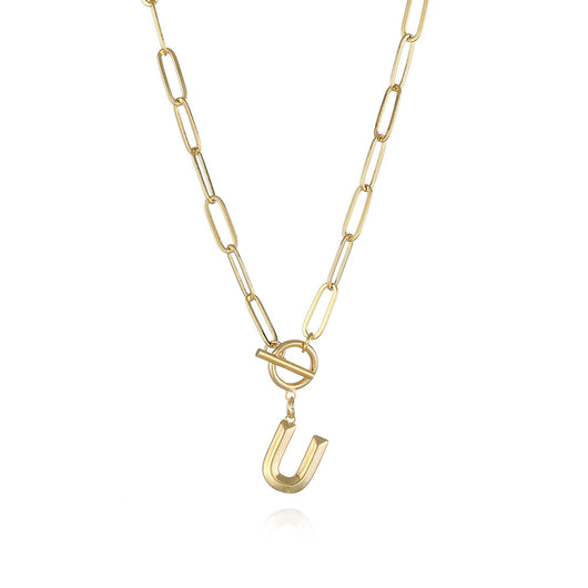 Collar de Letra Chapado en Oro Real Estilo Hip Hop - Image 3