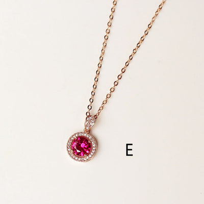 Collar Clavícula Diamante Rojo con Pendiente Rubí - Cadena Corta Elegante - Image 20