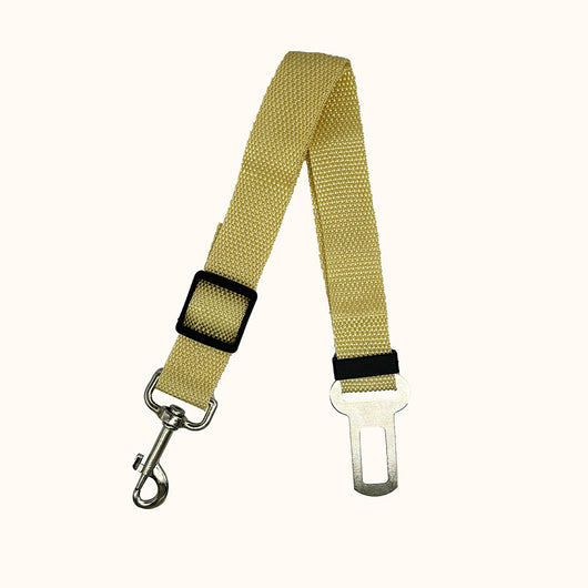 Brown nylon pet car safety belt with adjustable strap, metal seatbelt buckle, and swivel snap hook. - Image 12
