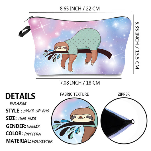 Bolsa de Cosméticos Impermeable con Patrón Glitter Perezoso - Clutch Multifuncional para Viajes - Image 11
