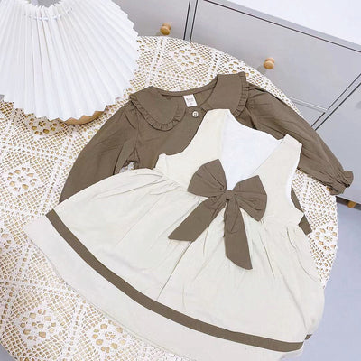 Conjunto Infantil Falda con Tirantes y Blusa Manga Larga Conejo - Image 6
