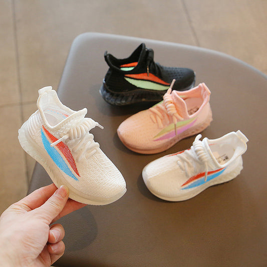 Zapatillas Deportivas Infantiles Tejido Volador Transpirables Blancas