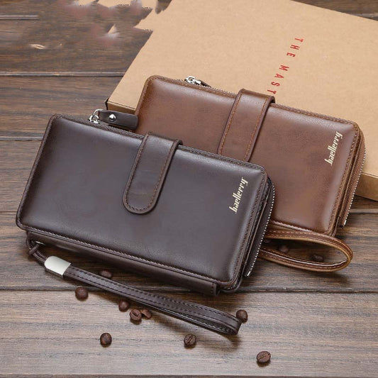 Billetera Retro Multifuncional con Cierre Largo - Clutch Europeo Moderno