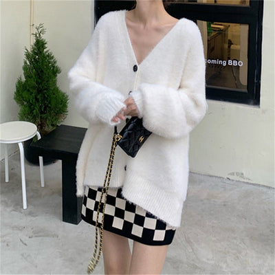 Abrigo Sweater de Piel de Visón Artificial Estilo Coreano para Mujer - Image 24