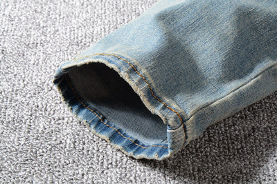 Pantalones Jeans Slim Fit con Pliegues y Bloques de Color para Hombre - Image 15