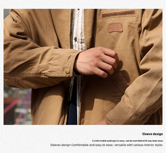 Chaqueta Retro de Lona Pesada con Solapa - Abrigo Clásico para Otoño - Image 13