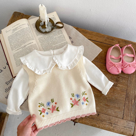Chaleco Infantil de Cuello Redondo con Bordado Otoñal - Image 17