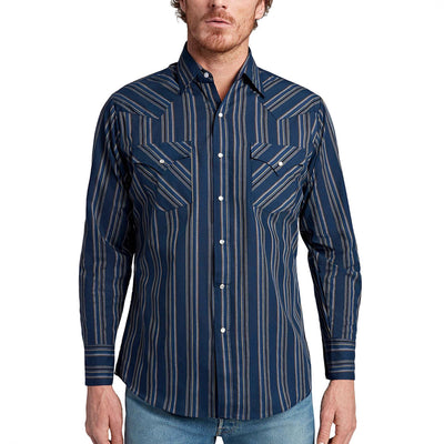 Camisa Occidental a Rayas de Manga Larga para Hombre - Image 3