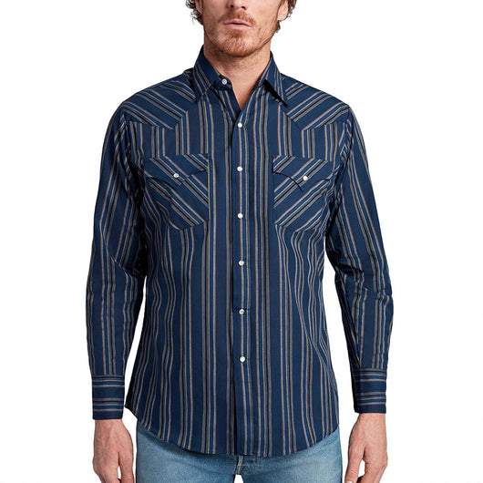 Camisa Occidental a Rayas de Manga Larga para Hombre - Image 3