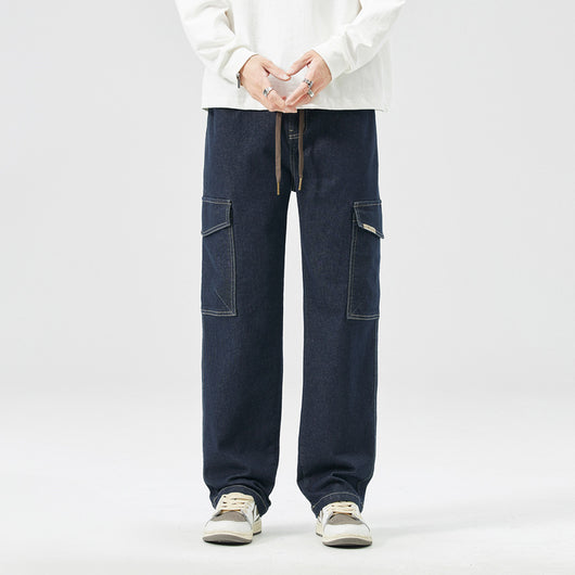 Pantalones Rectos Holgados Estilo Hong Kong Multiuso para Hombre - Image 7