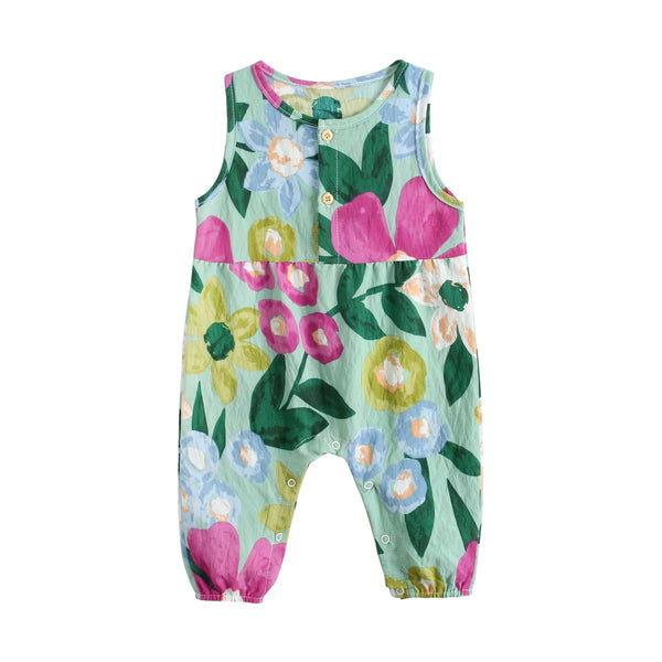Enterizo Floral de Algodón sin Mangas para Bebé