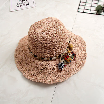 Sombrero de Paja Tejido Calado con Ala Ondulada para el Sol - Image 8