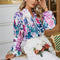 Blusa Estampada con Cuello Mao y Mangas Globo