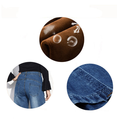 Jeans de Cintura Alta Tallas Grandes con Terciopelo y Pierna Ancha - Image 4