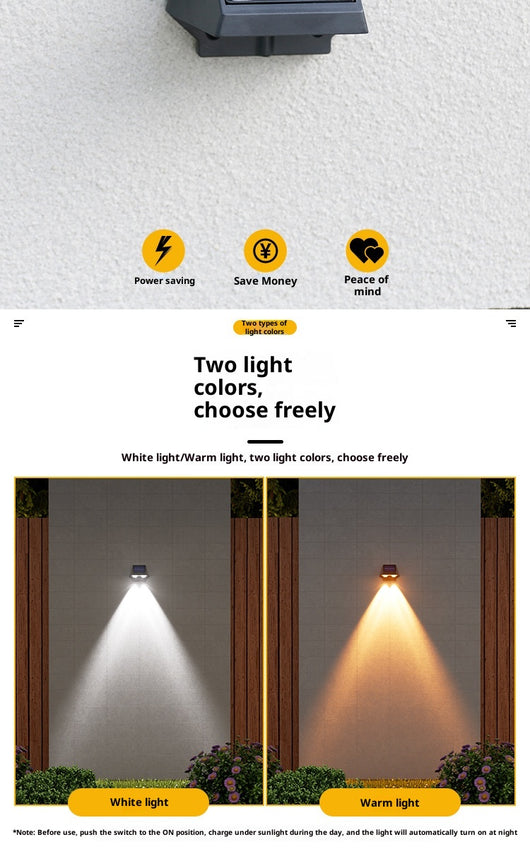 Lámpara Solar LED para Pared Exterior - Iluminación Inteligente para Jardín - Image 10