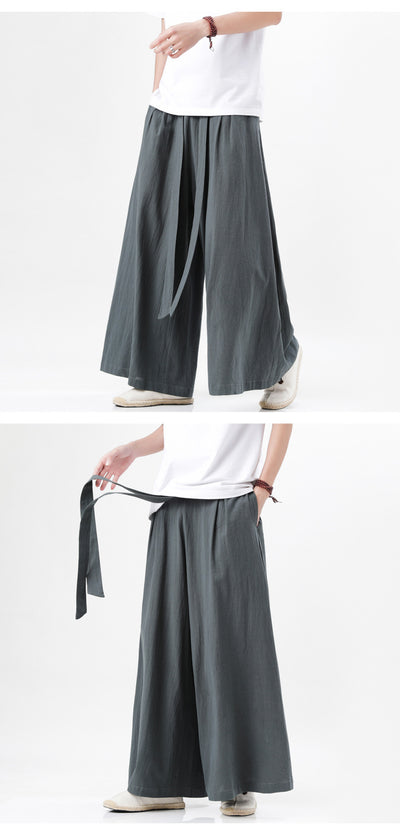 Pantalones Holgados de Algodón y Lino Talla Grande Estilo Chino para Hombre - Image 17