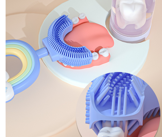 Cepillo de Dientes Infantil en Forma de U con Gel de Sílice y Desinfección Automática - Image 4