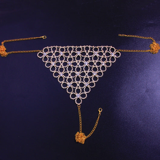 Conjunto de Bikini Brillante con Cadena de Cuerpo de Flores Caladas - Image 7