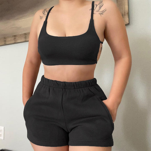 Conjunto Deportivo Slim con Espalda Descubierta - Short y Chaleco Casual - Image 11