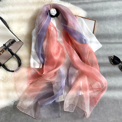 Pañuelo de Seda Degradado Versátil para Mujer - Image 22
