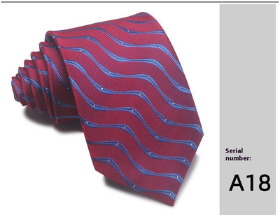 Corbata Jacquard Rayada 8CM para Hombre - Rojo, Negro y Azul - Image 31