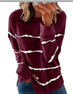 Sudadera Suelta de Cuello Redondo con Rayas Tie Dye para Mujer - Image 7