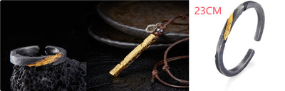Pulsera Plata Pura para Hombre Personalizada Estilo Retro con Baño de Oro 24K - Image 14