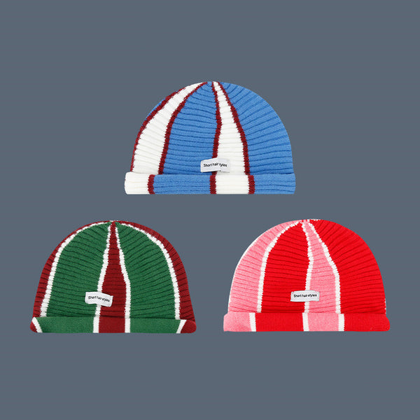 Gorro Tejido Rayado Colorblock Estilo Occidental