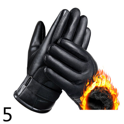 Guantes de Cuero para Moto Invierno Plus Forro Terciopelo Impermeables - Image 42