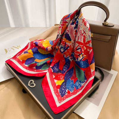 Pañuelo de Seda Estilo Coreano Cuadrado Pequeño para Mujer - Image 15