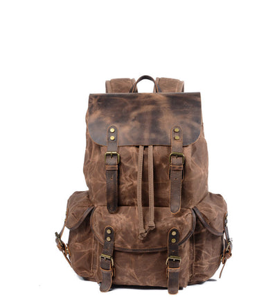 Mochila de Viaje Retro en Lona Encerada con Cordón Ajustable para Hombre - Image 12