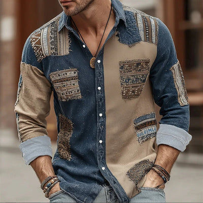 Camisa Manga Larga Estampada a Rayas para Hombre - Image 8
