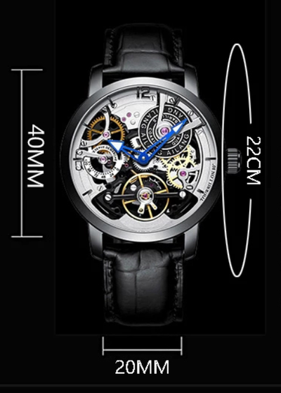 Reloj Automático Mecánico para Hombre con Esfera Transparente y Resistencia al Agua - Image 9