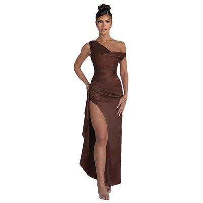 Vestido de Satén con Abertura Lateral para Mujer - Image 6