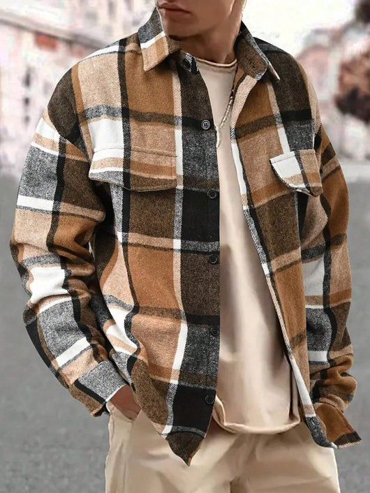 Camisa Franela a Cuadros Slim Fit Manga Larga para Hombre Otoño-Invierno - Image 6