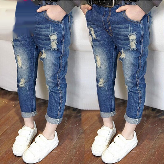 Jeans Holgados Infantiles con Rotos Modernos