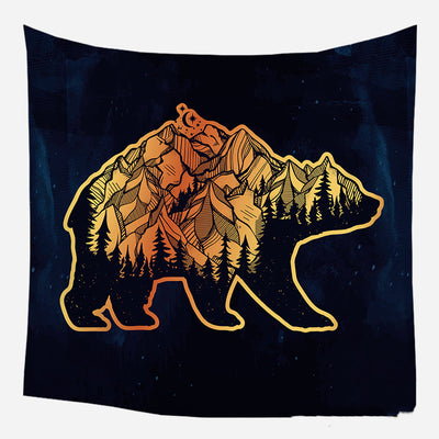 Golden crescent moon and woman silhouette tapestry with a floral crown against a dark blue starry background. - Image 65