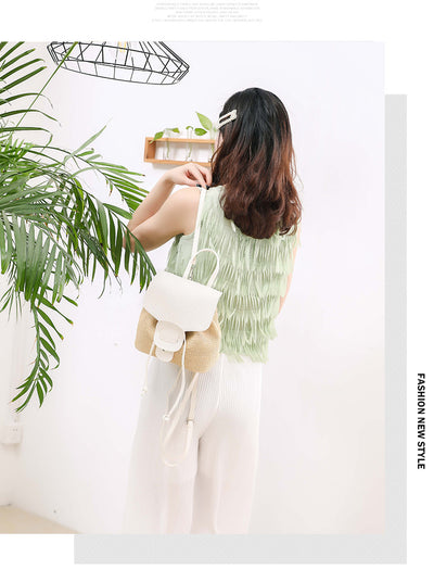 Mochila de Viaje Compacta para Mujer - Bolso Tejido de Paja - Image 18
