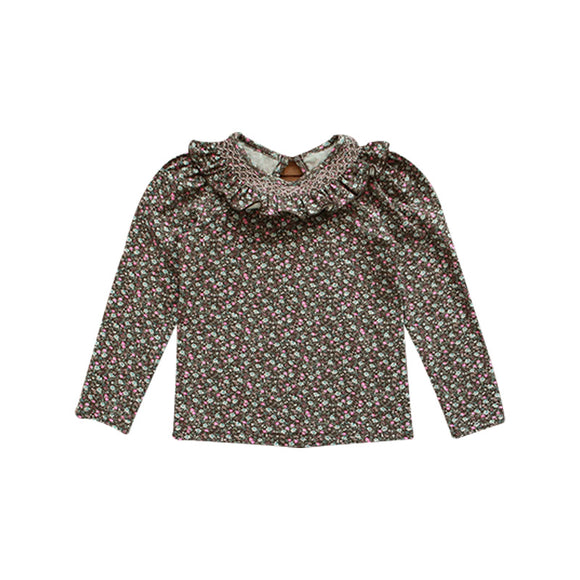 Camiseta de Niña Cuello Loto Estampado Floral 100% Algodón