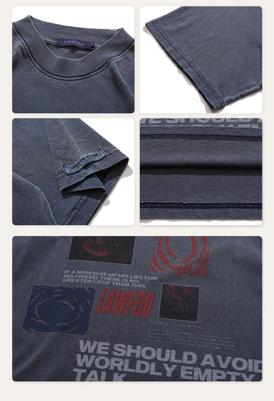 Camiseta Holgada de Manga Corta con Estampado Lavado para Hombre - Image 7