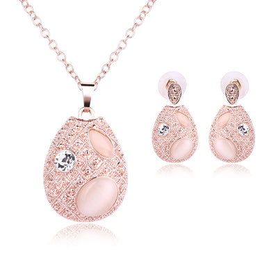Conjunto de Collar y Aretes Ovalados de Ópalo - Joyería de Dos Piezas - Image 4