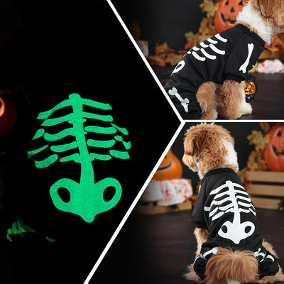 Disfraz de Esqueleto Fluorescente para Perros Pequeños - Pijama Jumpsuit Respirable - Image 9