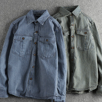Camisa Denim Vintage Desgastada para Hombre