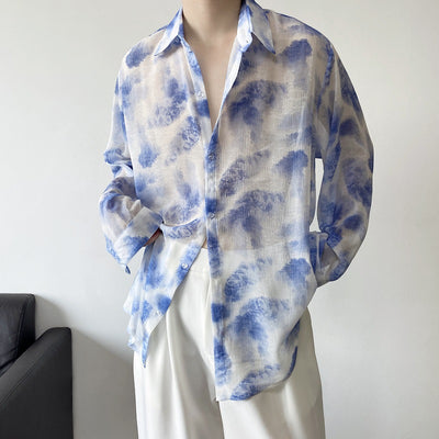 Camisa Manga Larga Tulle Transpirable para Hombre - Comodidad de Verano