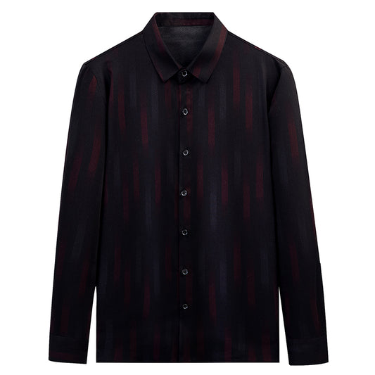 Camisa Manga Larga Algodón Mercerizado sin Planchado Rayas Hombre