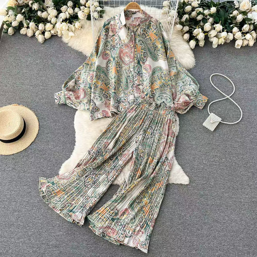 Conjunto de Dos Piezas: Blusa Estampada Personalizada + Pantalón Ancho de Cintura Alta - Image 60