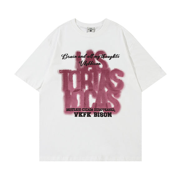 Camiseta Estampada con Letras Americanas para Hombre