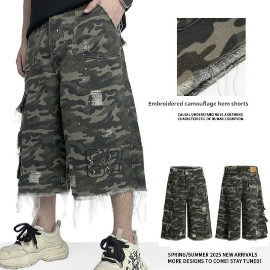 Shorts de Trabajo Camuflaje Pierna Ancha - Estilo Casual Moderno